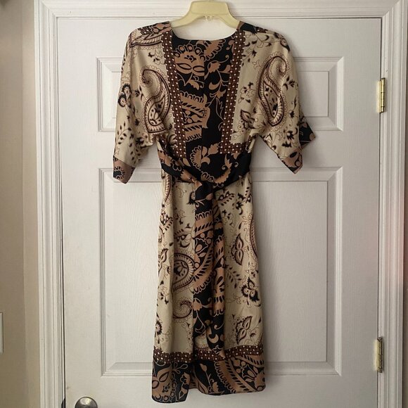 Urban Outfitters 100% silk Paisley Y2K Kimono Back wrap Tied Mini Dress *MEDIUM* - Picture 3 of 5